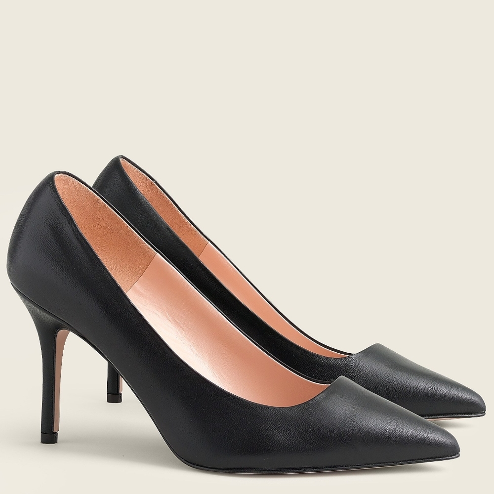 New! J.Crew size 10.5 Elsie Napa Black Leather Pumps High Heels AR865